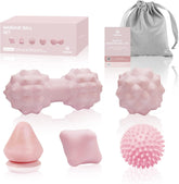 Massage Ball Set for Myofascial Trigger Point Release & Deep Tissue Massage, Firm/Soft Mountable Self/Peanut/Spiky/Hand Exercise Ball
