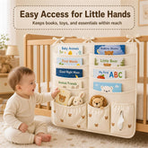 Bedside Caddy Nursery Playpen Organizer, Hanging Crib Book & Toy Storage