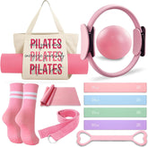 Pilates Kit for Women,Pilates Ring and Ball Set, Resistance Bands, Grip Socks & Yoga Mat Bag, Complete Pilates Essentials Starter Kit for Home Workouts, Pilates Equipment Gift Set for Beginners Pink