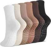 Jspupifip Cute Pilates Socks with Grips for Women Non Slip Grip Yoga Socks | Crew Sock for Ballet Barefoot Workout Hospital