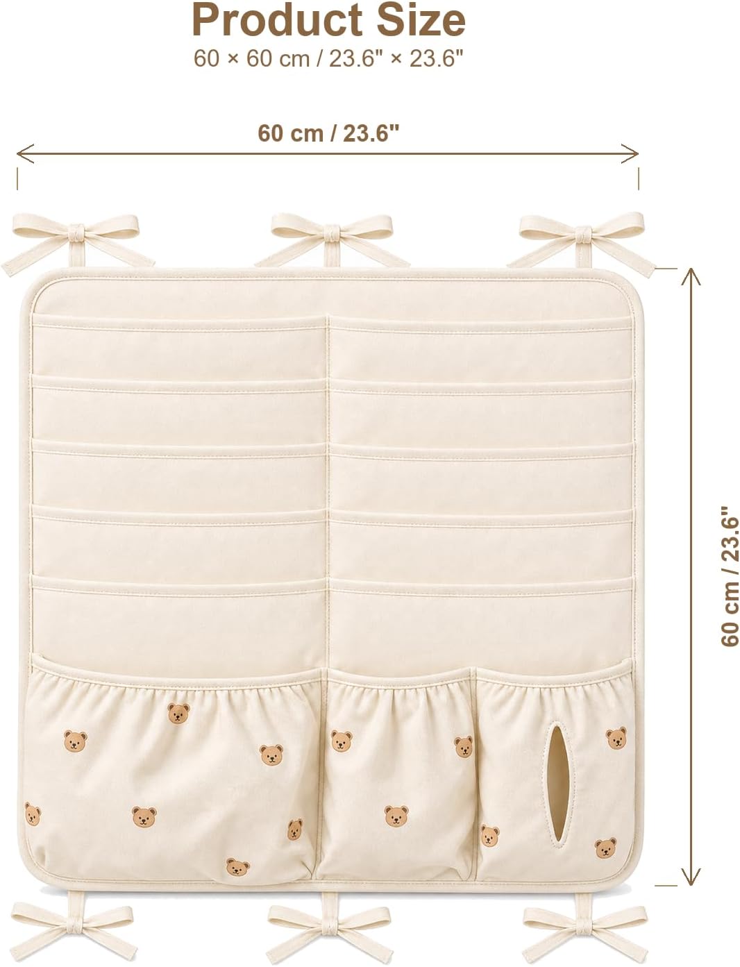 Bedside Caddy Nursery Playpen Organizer, Hanging Crib Book & Toy Storage