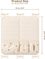 Bedside Caddy Nursery Playpen Organizer, Hanging Crib Book & Toy Storage