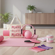 Pilates Kit for Women,Pilates Ring and Ball Set, Resistance Bands, Grip Socks & Yoga Mat Bag, Complete Pilates Essentials Starter Kit for Home Workouts, Pilates Equipment Gift Set for Beginners Pink