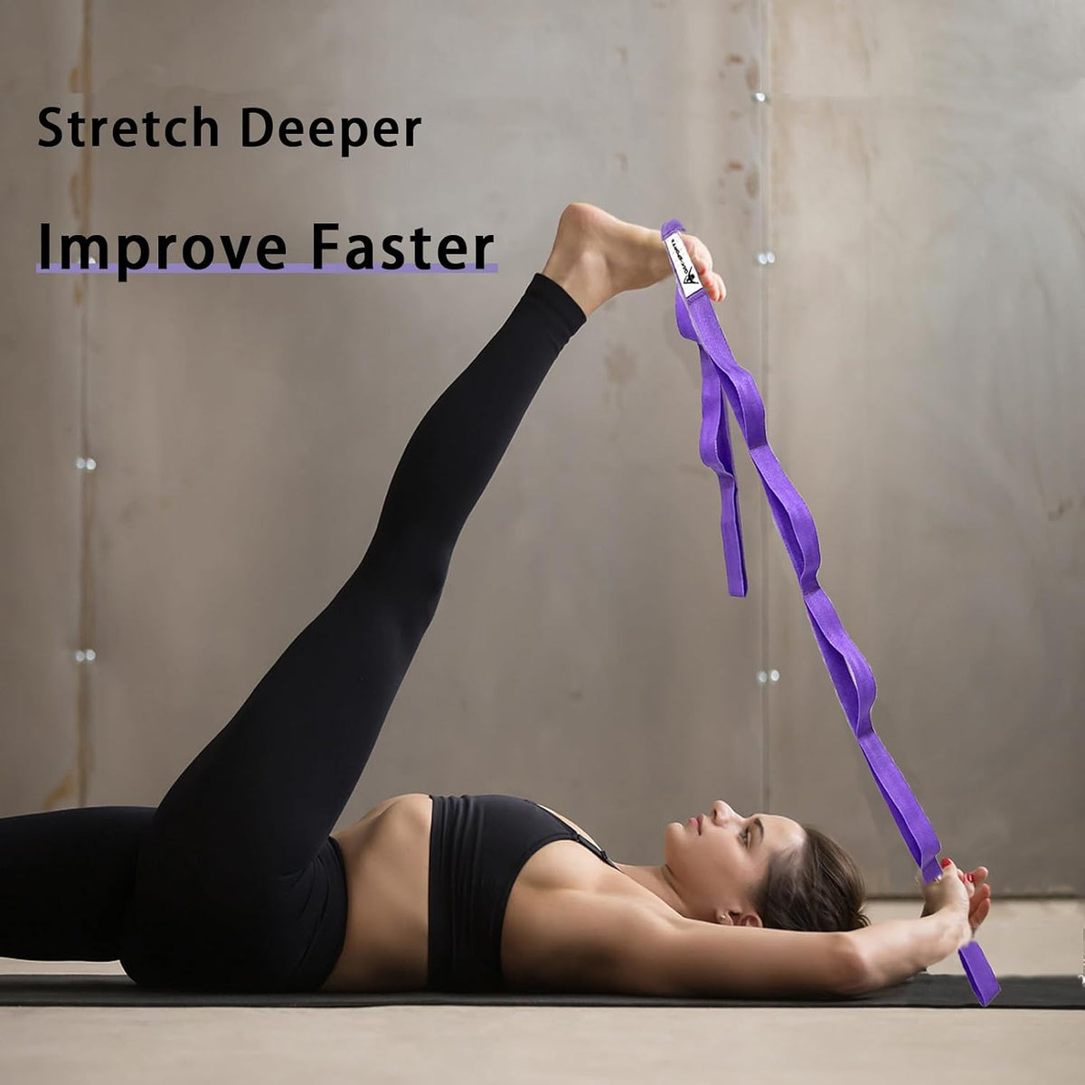 Stretching Strap Yoga Strap with Loops for Physical Therapy, Non-Elastic | 10 Loops, 75 inches length, Multi-Color Selection for Yoga Strap for Stretching, Pilates, Dance and Gymnastics