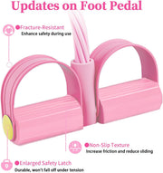 Pedal Resistance Band with Handle, Upgraded 6-Tube Exercise Bands | Natural Rubber Tension Rope, Multifunction Foot Pedal Resistance Bands for Working Out, Ab, Waist, Arm, Leg, Pilates, Yoga