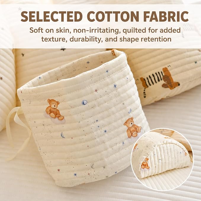 Baby Playpen Organizer Hanging Baskets, 2 Pack Cotton Nursery Storage for Toys & Books, Crib Caddy Bedside Organizer, Baby Organizers and Storage for Baby Shower, Bear & Floral