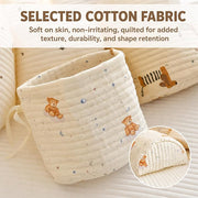 Baby Playpen Organizer Hanging Baskets, 2 Pack Cotton Nursery Storage for Toys & Books, Crib Caddy Bedside Organizer, Baby Organizers and Storage for Baby Shower, Bear & Floral