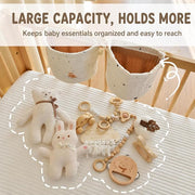 Baby Playpen Organizer Hanging Baskets, 2 Pack Cotton Nursery Storage for Toys & Books, Crib Caddy Bedside Organizer, Baby Organizers and Storage for Baby Shower, Bear & Floral