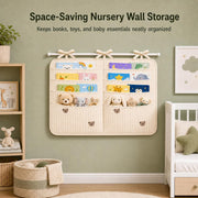 Bedside Caddy Nursery Playpen Organizer, Hanging Crib Book & Toy Storage