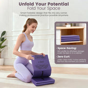 Foldable Yoga Mat and Blocks Set for Women with 2 Pack Yoga Blocks and Strap,Thin Non Slip Pilates Mat with Bag, Home Workout Equipment Essentials Starter Kit for Beginners Full Body Toning