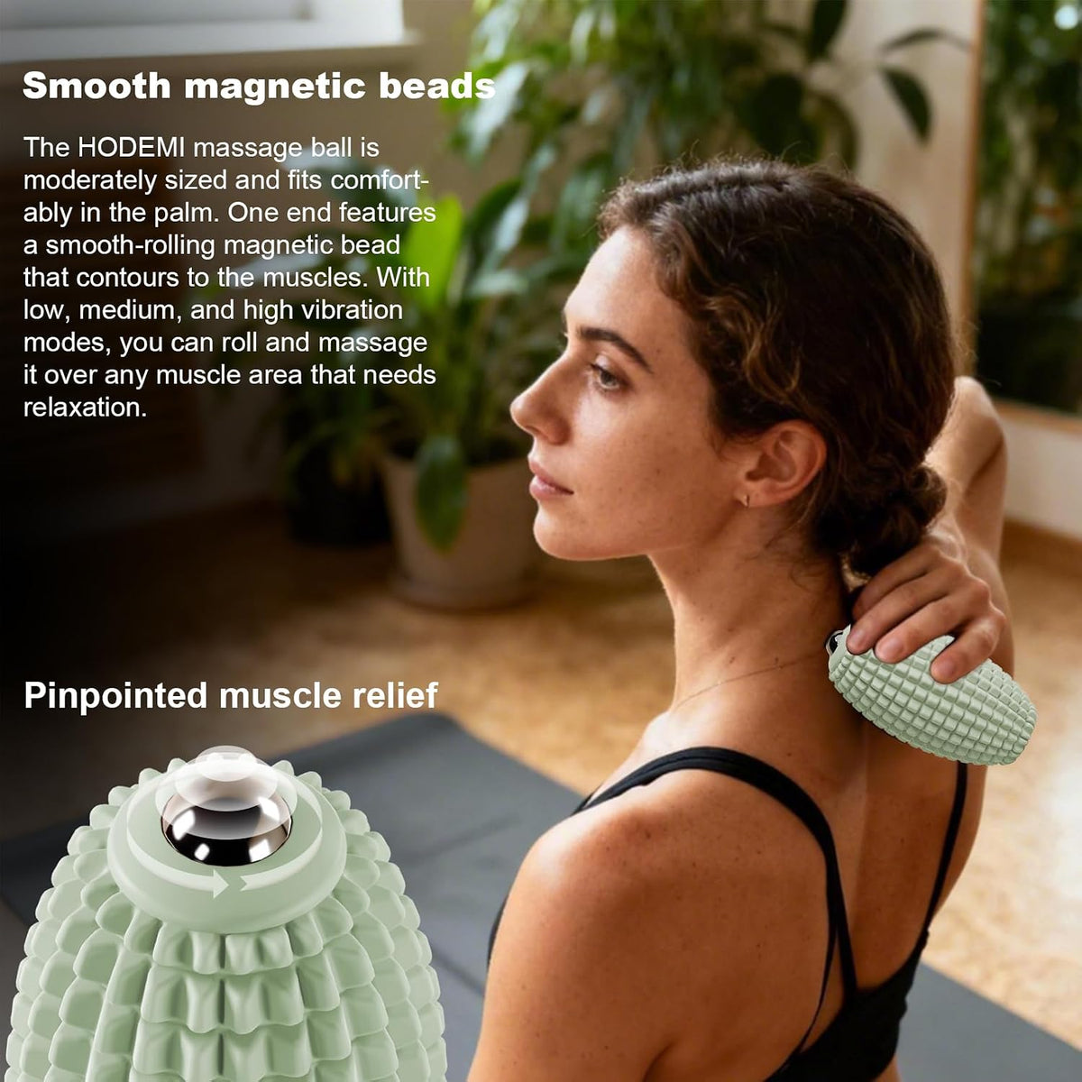 HODEMI Vibrating Massage Ball with Magnetic Rolling Head, Handheld High-Frequency Vibration Massager, 3 Speed Levels, Rechargeable Silicone Massage Roller for Gym, Office, and Travel Use (Purple)