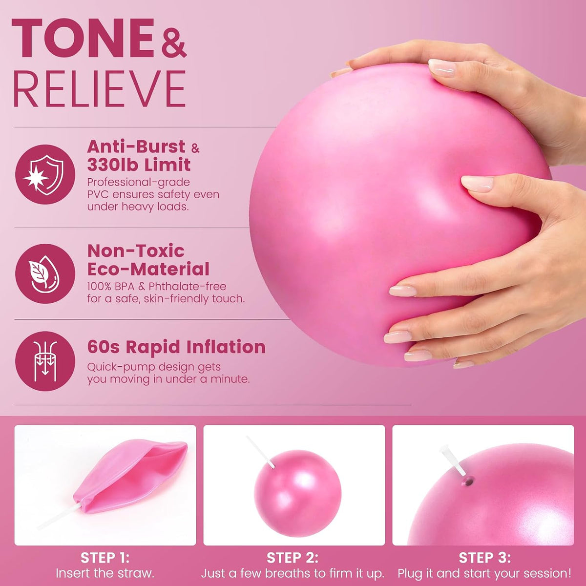 Pilates Kit for Women 13PCS, Pilates Ring Ball Resistance Bands Workout Set | Pilates equipment set for women and beginners, at home pilates kit for mat workouts, toning, stretching and strength training