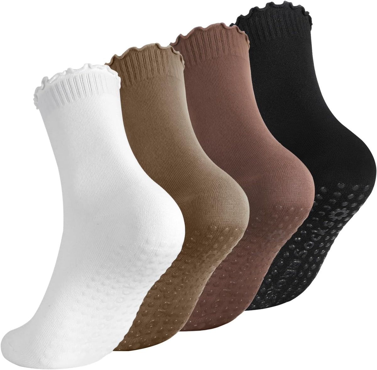 Jspupifip Cute Pilates Socks with Grips for Women Non Slip Grip Yoga Socks | Crew Sock for Ballet Barefoot Workout Hospital