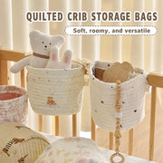 Baby Playpen Organizer Hanging Baskets, 2 Pack Cotton Nursery Storage for Toys & Books, Crib Caddy Bedside Organizer, Baby Organizers and Storage for Baby Shower, Bear & Floral