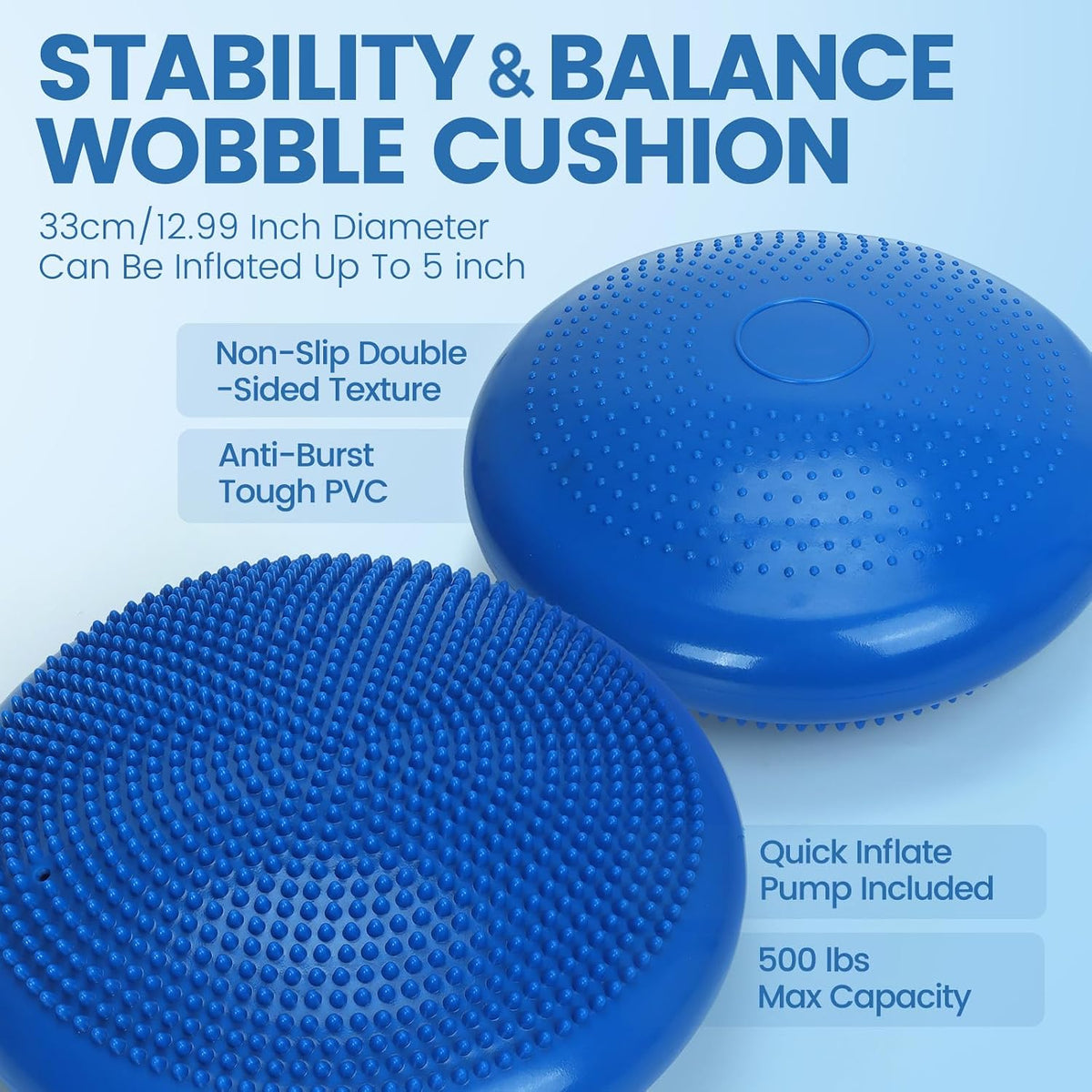 Physical Therapy Equipment, Inflatable Balance Disc and Wobble Cushion Kit | 11-Piece Balance Training Equipment, Physical Therapy Tools, Rehabilitation Equipment for Mobility, Stretching and Stability