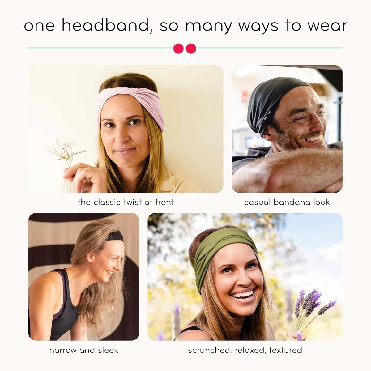 Head-Band for Men and Women - Durable, Plant-Based Hair Accessory - Versatile Sports Sweatband - Elastic Thick Sweat Band for Women & Men - Great for Running, Yoga, Exercise, etc