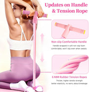 Pedal Resistance Band with Handle, Upgraded 6-Tube Exercise Bands | Natural Rubber Tension Rope, Multifunction Foot Pedal Resistance Bands for Working Out, Ab, Waist, Arm, Leg, Pilates, Yoga