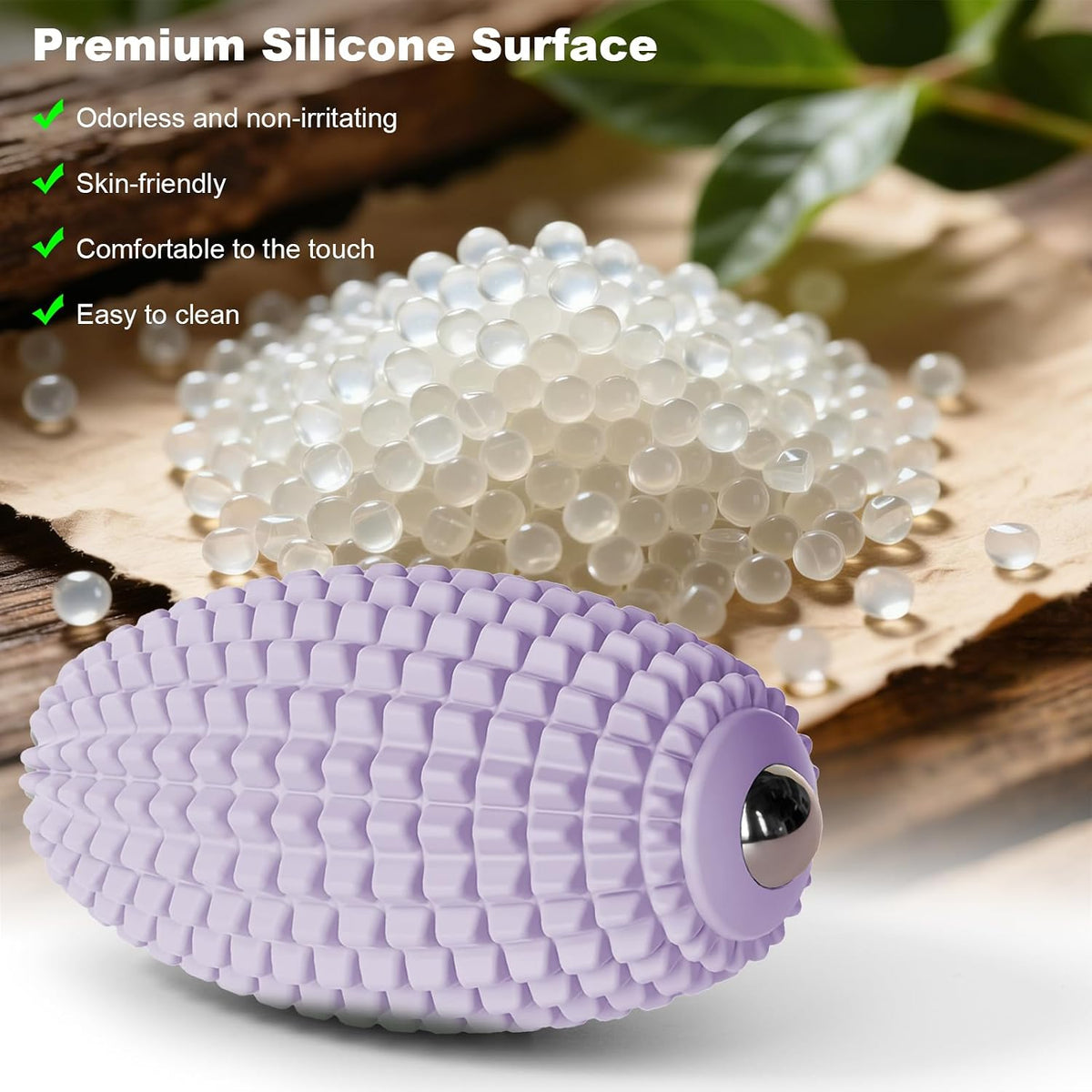 HODEMI Vibrating Massage Ball with Magnetic Rolling Head, Handheld High-Frequency Vibration Massager, 3 Speed Levels, Rechargeable Silicone Massage Roller for Gym, Office, and Travel Use (Purple)