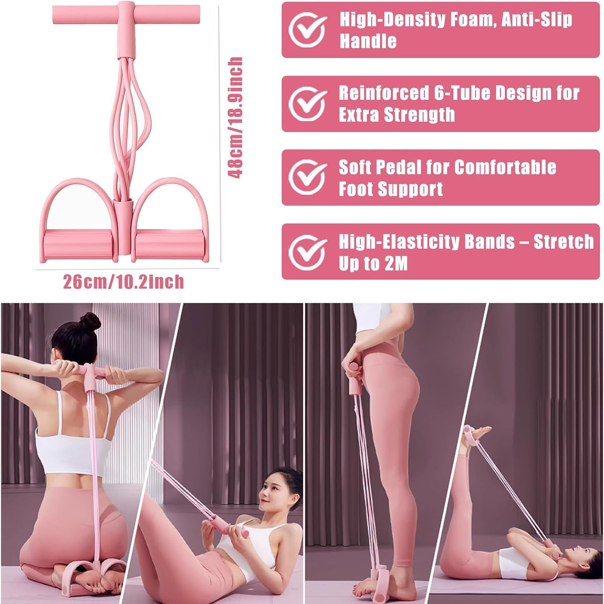 9-in-1 Home Workout Equipment for Women, Pedal Resistance Band with Handle, Thigh Master, Core Sliders & Exercise Bands with Workout Guide, Beginner Starter Kit for Ab Workout & Body Toning