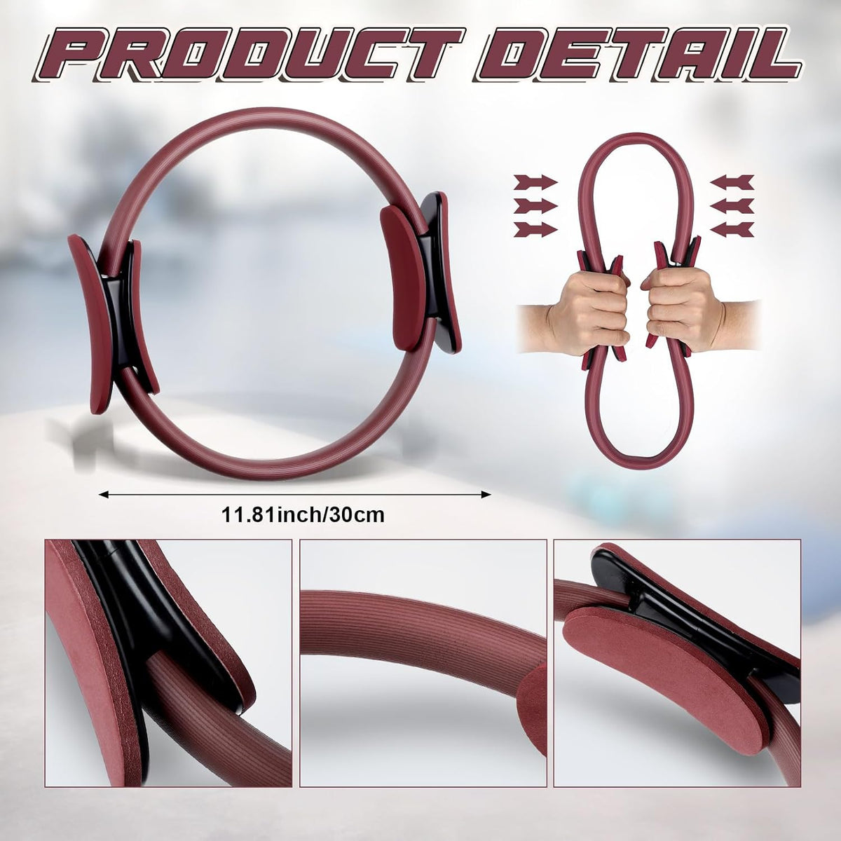 Syhood Pilates Ring 11. 81 Inch Pilates Circle Yoga Ring Magic Lightweight Flexible Workout Equipment for Fitness Physical Therapy Resistance Exercise Arms Legs