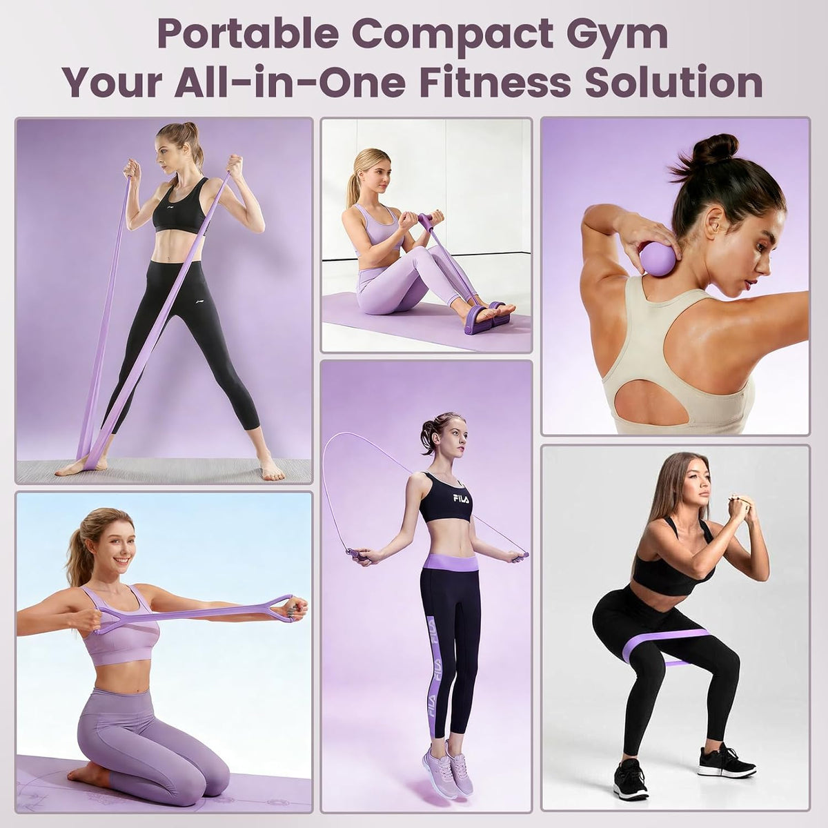 9-in-1 Home Workout Equipment for Women, Pedal Resistance Band with Handle, Thigh Master, Core Sliders & Exercise Bands with Workout Guide, Beginner Starter Kit for Ab Workout & Body Toning