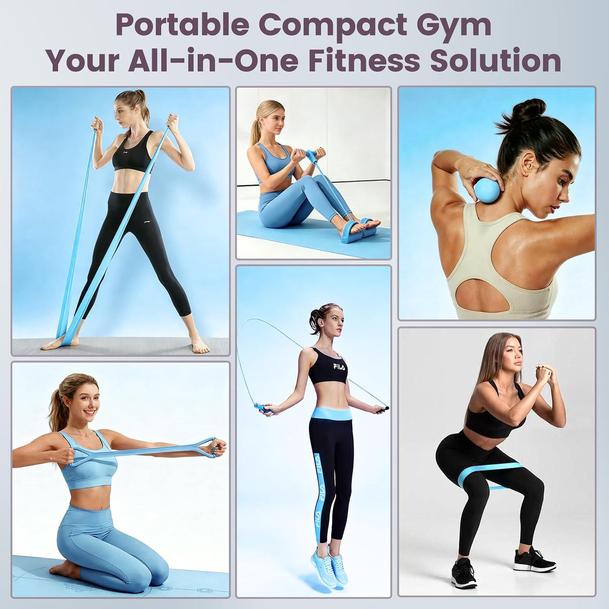 9-in-1 Home Workout Equipment for Women, Pedal Resistance Band with Handle, Thigh Master, Core Sliders & Exercise Bands with Workout Guide, Beginner Starter Kit for Ab Workout & Body Toning