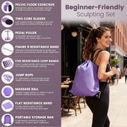 9-in-1 Home Workout Equipment for Women, Pedal Resistance Band with Handle, Thigh Master, Core Sliders & Exercise Bands with Workout Guide, Beginner Starter Kit for Ab Workout & Body Toning