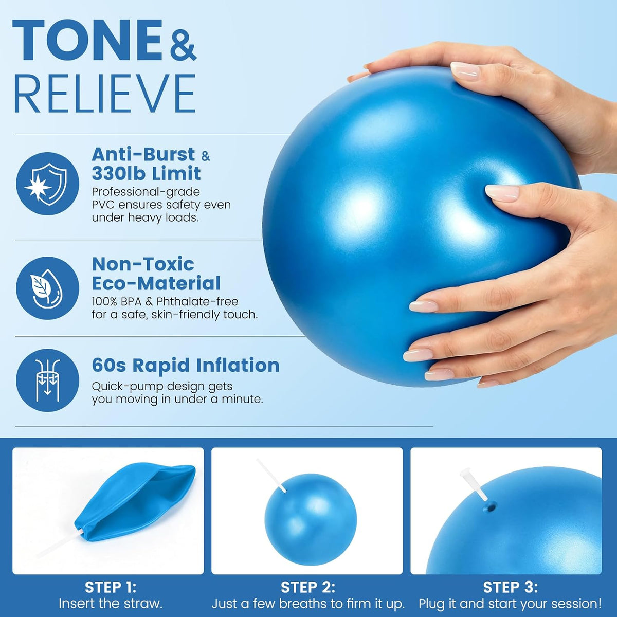 Physical Therapy Equipment, Inflatable Balance Disc and Wobble Cushion Kit | 11-Piece Balance Training Equipment, Physical Therapy Tools, Rehabilitation Equipment for Mobility, Stretching and Stability