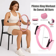 Pilates Kit for Women,Pilates Ring and Ball Set, Resistance Bands, Grip Socks & Yoga Mat Bag, Complete Pilates Essentials Starter Kit for Home Workouts, Pilates Equipment Gift Set for Beginners Pink