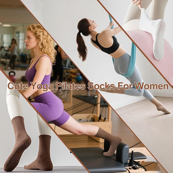 LumaHvn® 6-Pair Non-Slip Pilates Grip Socks for Women