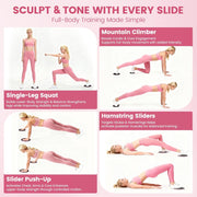 9-in-1 Home Workout Equipment for Women, Pedal Resistance Band with Handle, Thigh Master, Core Sliders & Exercise Bands with Workout Guide, Beginner Starter Kit for Ab Workout & Body Toning