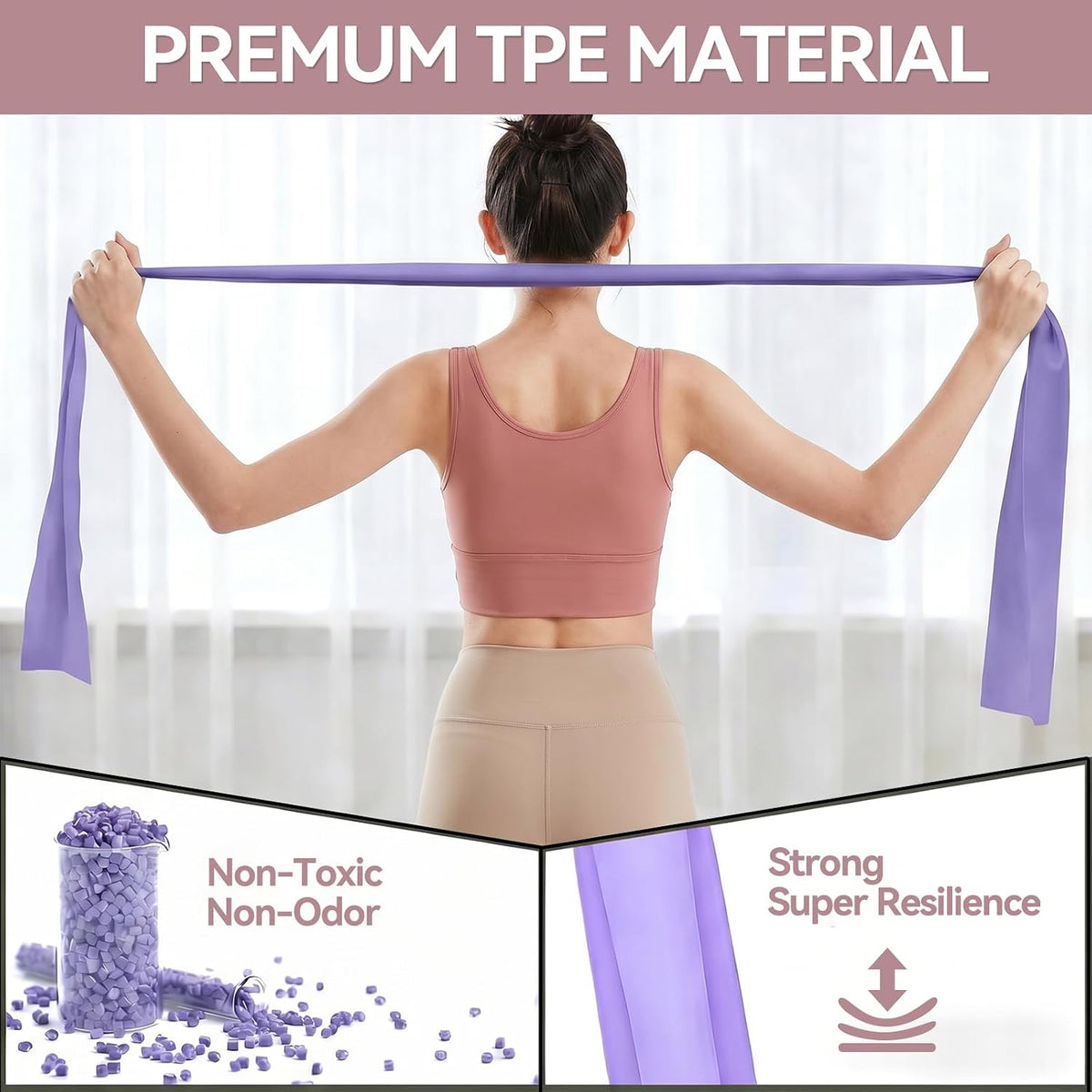 Resistance Bands for Physical Therapy, Workout Bands | Premium Latex-Free Material, Non-odor, Better Durability, Stable Resistance, for Home & Travel Exercise, Yoga Pilates PT
