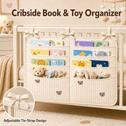 Bedside Caddy Nursery Playpen Organizer, Hanging Crib Book & Toy Storage