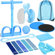 9-in-1 Home Workout Equipment for Women, Pedal Resistance Band with Handle, Thigh Master, Core Sliders & Exercise Bands with Workout Guide, Beginner Starter Kit for Ab Workout & Body Toning