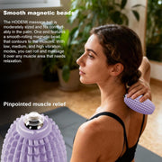 HODEMI Vibrating Massage Ball with Magnetic Rolling Head, Handheld High-Frequency Vibration Massager, 3 Speed Levels, Rechargeable Silicone Massage Roller for Gym, Office, and Travel Use (Purple)