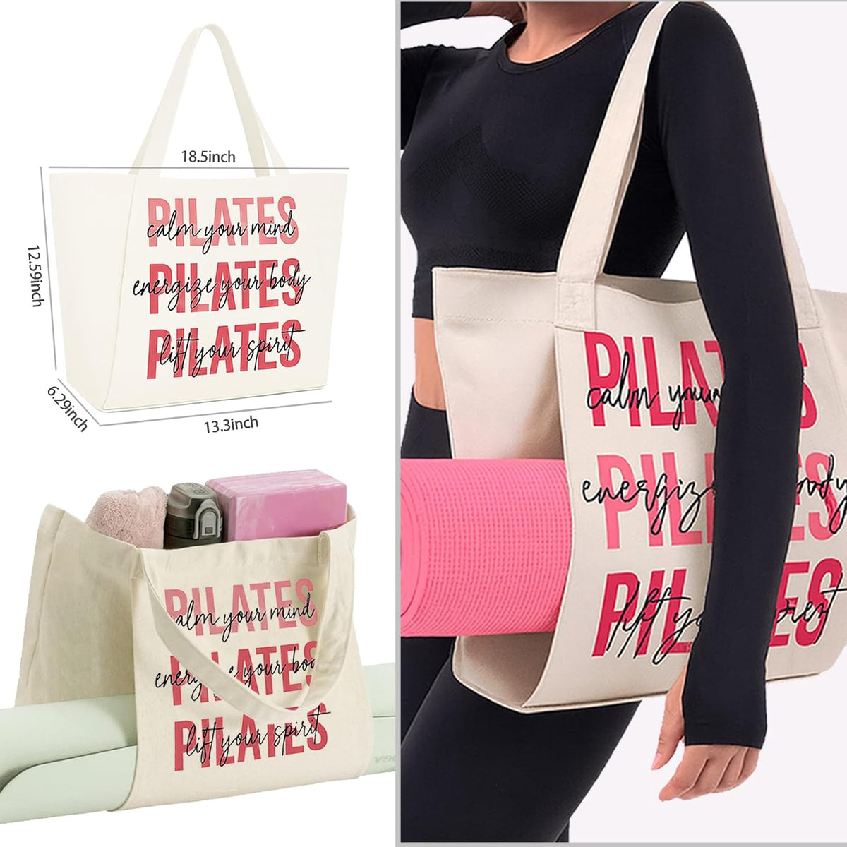 Pilates Kit for Women,Pilates Ring and Ball Set, Resistance Bands, Grip Socks & Yoga Mat Bag, Complete Pilates Essentials Starter Kit for Home Workouts, Pilates Equipment Gift Set for Beginners Pink