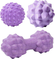3 in 1 Foot Massage Ball Set, Standard Textured Peanut Massage Balls Kit, Deep Tissue Muscle Relaxation Therapy Tools Perfect for Home Office Gym Travel Use Purple Set