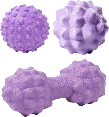 3 in 1 Foot Massage Ball Set, Standard Textured Peanut Massage Balls Kit, Deep Tissue Muscle Relaxation Therapy Tools Perfect for Home Office Gym Travel Use Purple Set
