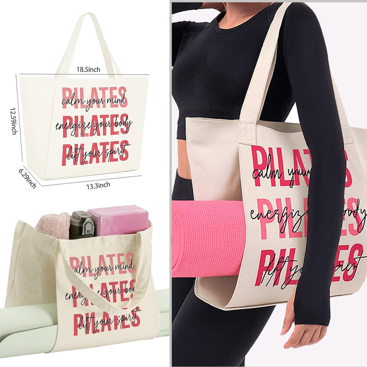 Pilates Kit for Women,Pilates Ring and Ball Set, Resistance Bands, Grip Socks & Yoga Mat Bag, Complete Pilates Essentials Starter Kit for Home Workouts, Pilates Equipment Gift Set for Beginners Pink