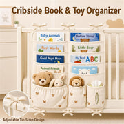 Bedside Caddy Nursery Playpen Organizer, Hanging Crib Book & Toy Storage