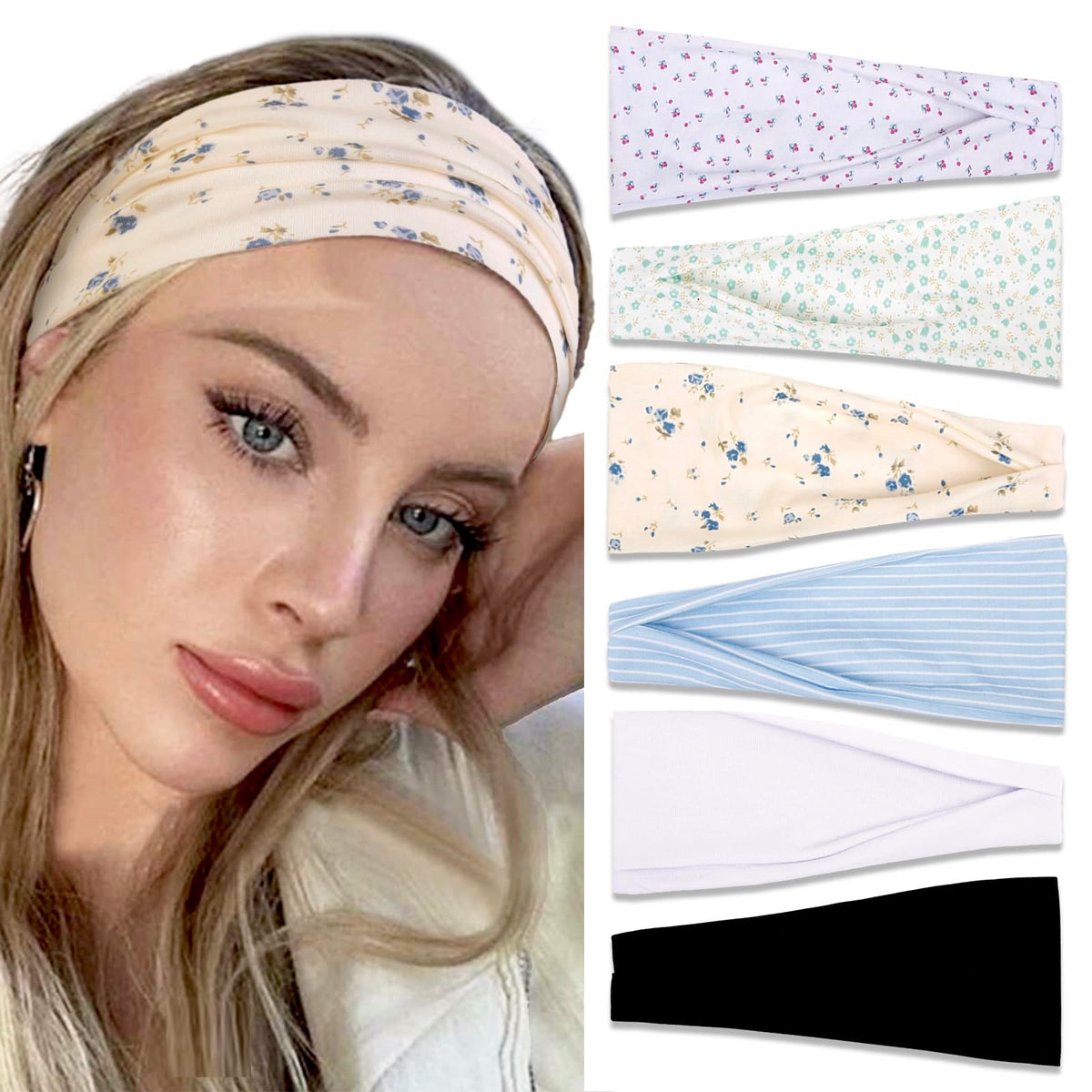 Headbands for Women Hair Bands for Women’s Hair Non Slip Women Thick Headband Stretchy Sweat Bands Headbands for Yoga Workout Every Day Basic Fashion Accessories