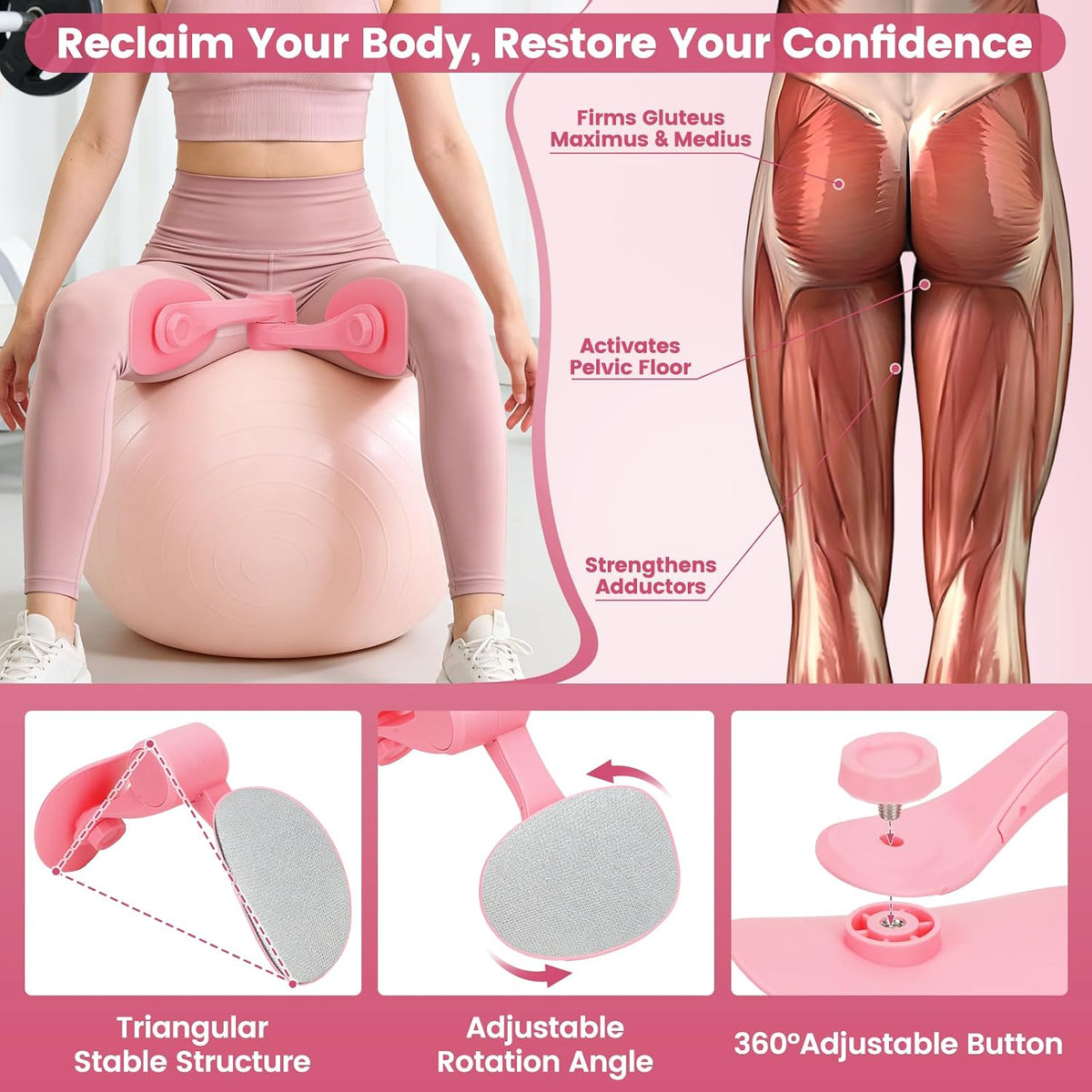 9-in-1 Home Workout Equipment for Women, Pedal Resistance Band with Handle, Thigh Master, Core Sliders & Exercise Bands with Workout Guide, Beginner Starter Kit for Ab Workout & Body Toning