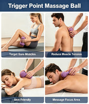 3 in 1 Foot Massage Ball Set, Standard Textured Peanut Massage Balls Kit, Deep Tissue Muscle Relaxation Therapy Tools Perfect for Home Office Gym Travel Use Purple Set