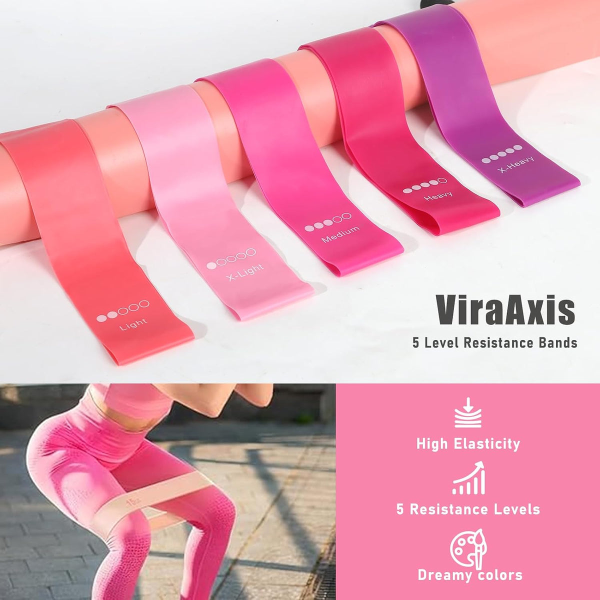 Pilates Kit for Women,Pilates Ring and Ball Set, Resistance Bands, Grip Socks & Yoga Mat Bag, Complete Pilates Essentials Starter Kit for Home Workouts, Pilates Equipment Gift Set for Beginners Pink