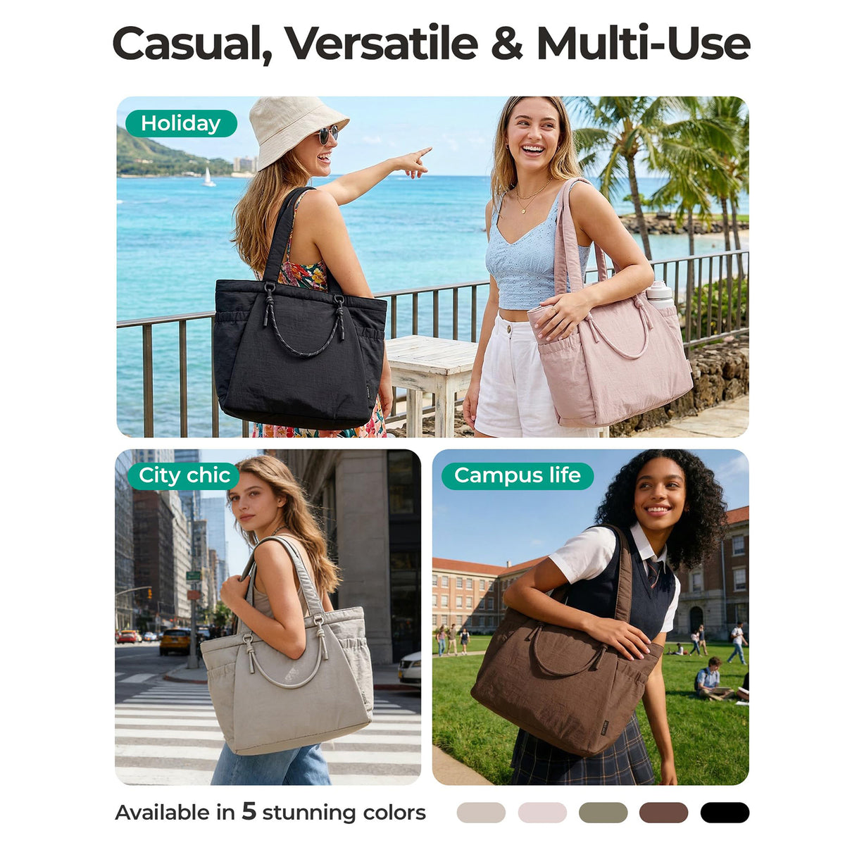LumaHvn® Yoga Pilates Tote Bag for Women with Knotted Handle