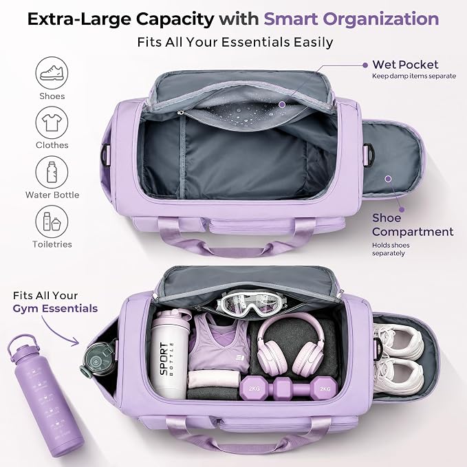 LumaHvn® Gym Bag with Shoe Compartment for Women