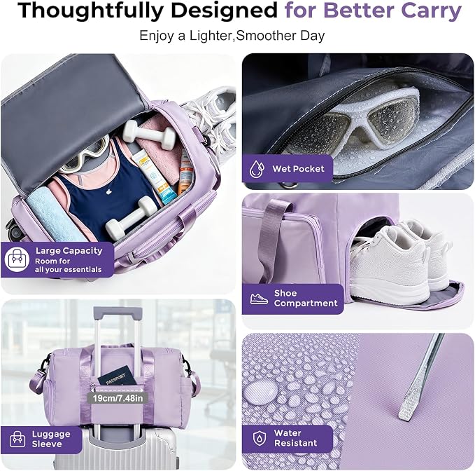 LumaHvn® Gym Bag with Shoe Compartment for Women