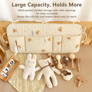 Bedside Caddy Nursery Playpen Organizer, Hanging Crib Book & Toy Storage
