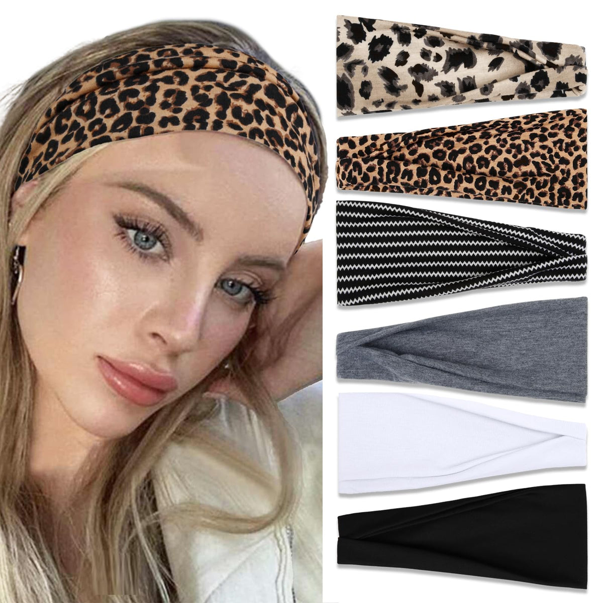 Headbands for Women Hair Bands for Women’s Hair Non Slip Women Thick Headband Stretchy Sweat Bands Headbands for Yoga Workout Every Day Basic Fashion Accessories