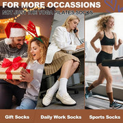 LumaHvn® 6-Pair Non-Slip Pilates Grip Socks for Women